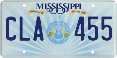 MS license plate CLA455