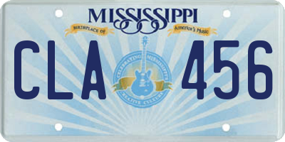 MS license plate CLA456