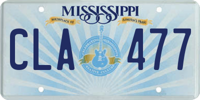 MS license plate CLA477