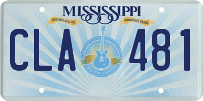 MS license plate CLA481