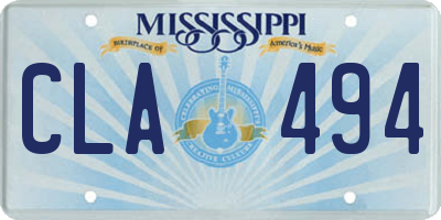 MS license plate CLA494