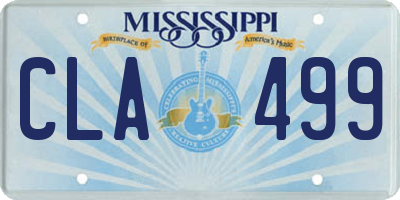 MS license plate CLA499