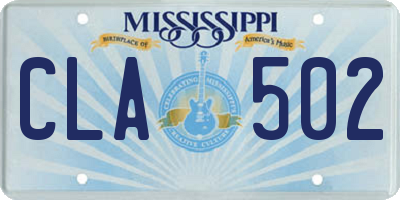 MS license plate CLA502