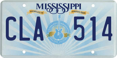 MS license plate CLA514