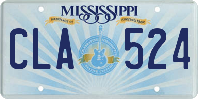 MS license plate CLA524