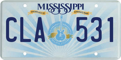 MS license plate CLA531