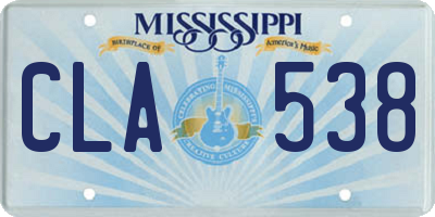 MS license plate CLA538