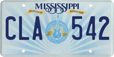 MS license plate CLA542