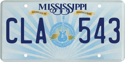 MS license plate CLA543
