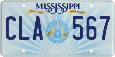 MS license plate CLA567