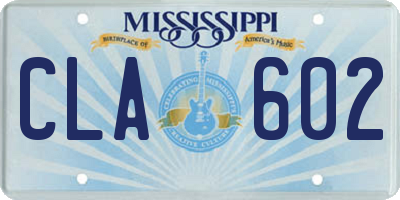 MS license plate CLA602
