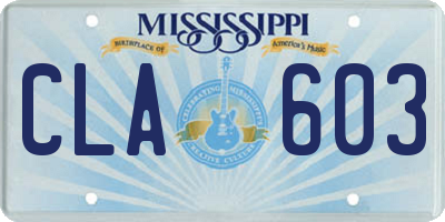 MS license plate CLA603