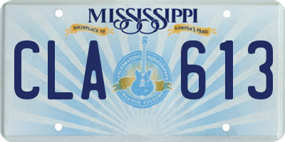 MS license plate CLA613