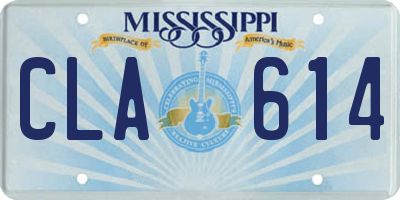 MS license plate CLA614
