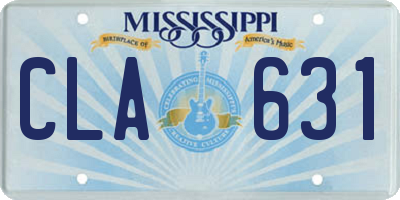 MS license plate CLA631