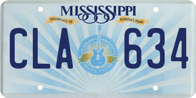 MS license plate CLA634