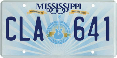 MS license plate CLA641