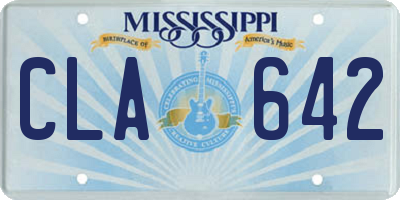 MS license plate CLA642