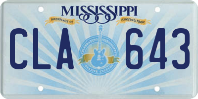 MS license plate CLA643