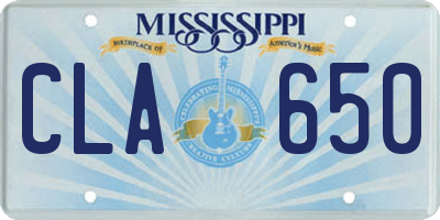 MS license plate CLA650