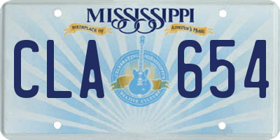 MS license plate CLA654