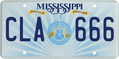 MS license plate CLA666