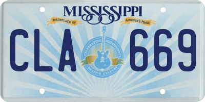 MS license plate CLA669