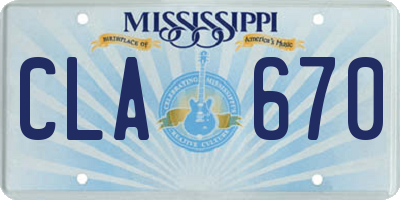 MS license plate CLA670