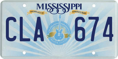 MS license plate CLA674