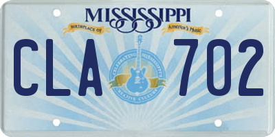 MS license plate CLA702