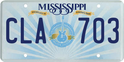 MS license plate CLA703