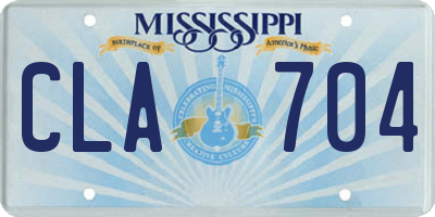 MS license plate CLA704