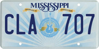 MS license plate CLA707