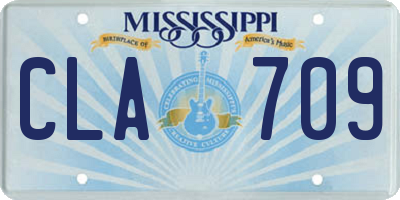 MS license plate CLA709