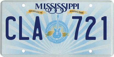 MS license plate CLA721