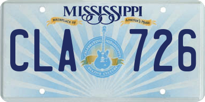 MS license plate CLA726