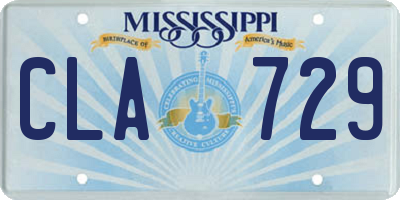MS license plate CLA729