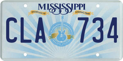 MS license plate CLA734