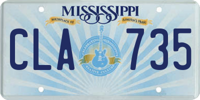 MS license plate CLA735