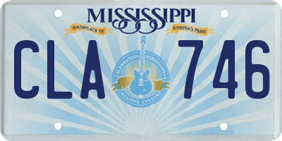 MS license plate CLA746