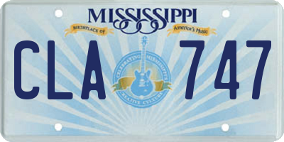 MS license plate CLA747