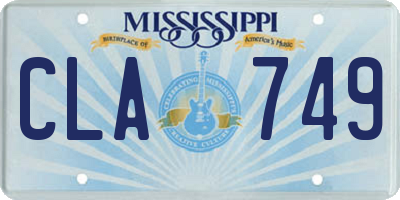 MS license plate CLA749