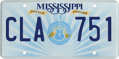 MS license plate CLA751
