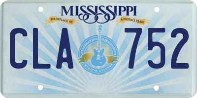MS license plate CLA752