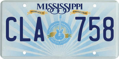 MS license plate CLA758