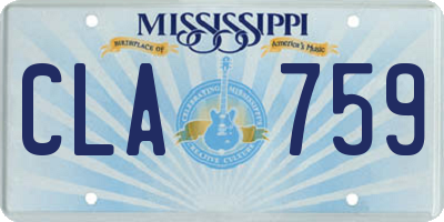MS license plate CLA759