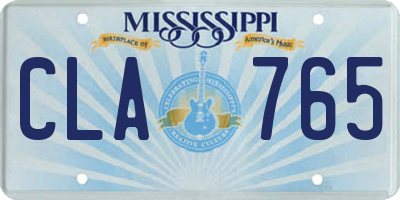 MS license plate CLA765