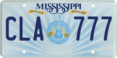 MS license plate CLA777