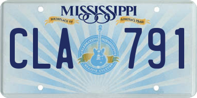 MS license plate CLA791