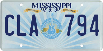 MS license plate CLA794